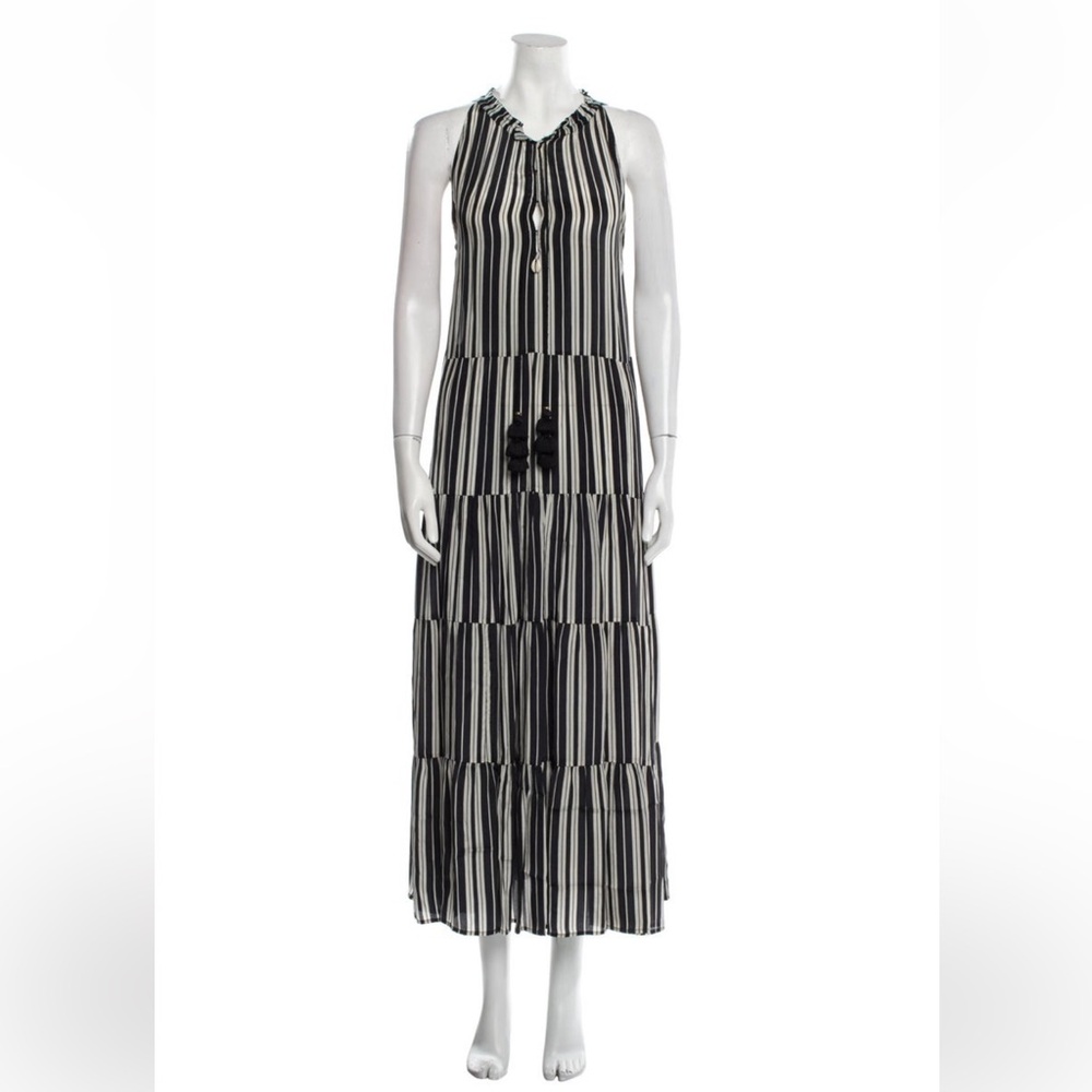 Figue Black & White Bohemian Rhapsody Betty Stripe Maxi Dress S